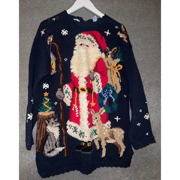 Vintage Hand knitted Northen Isle signature Santa/Christmas Sweater - Picture 12 of 12